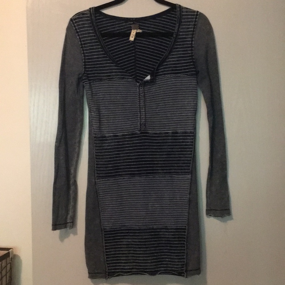 Free People XS Navy Blue- long button up